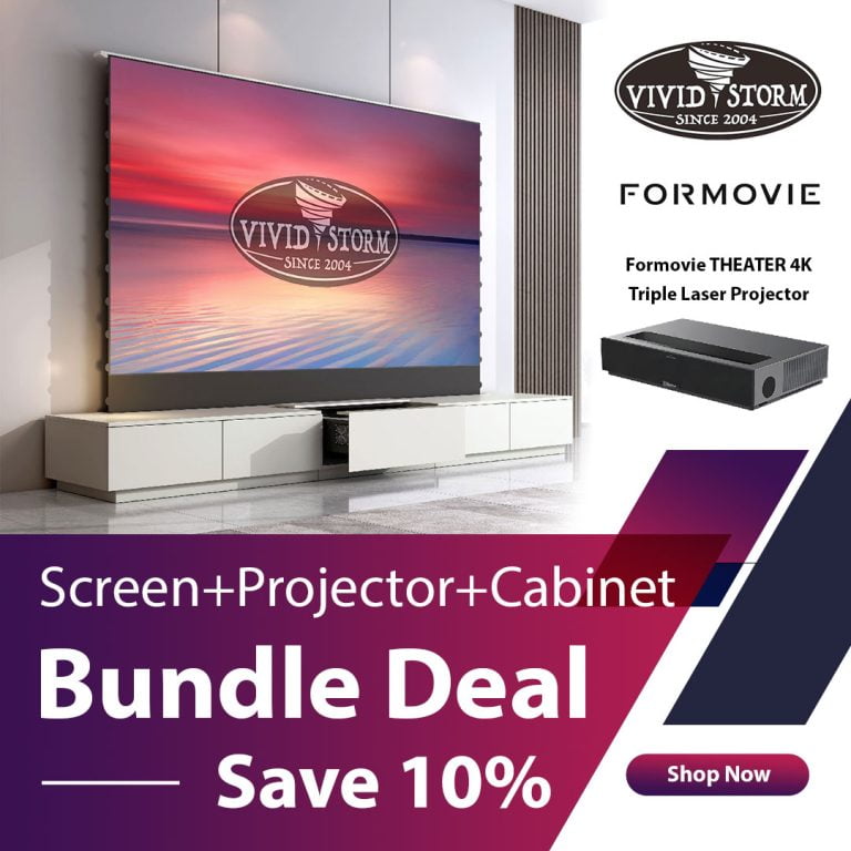 Formoive Theater 4K + VIVIDSTORM S Pro + Cabinet Super Bundle Deal
