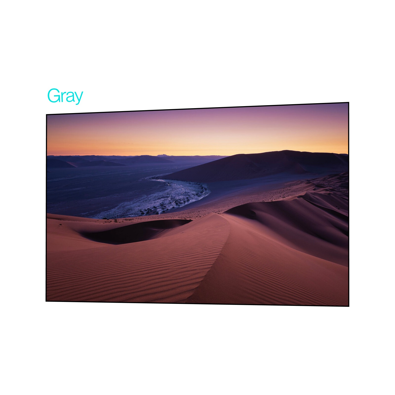 AWOL Vision CineContrast Fixed Frame Soft Gray Projector Screen - front view of the soft gray screen AWOL Vision CineContrast Fixed Frame Soft Gray Projector Screen - front view of the soft gray screen
